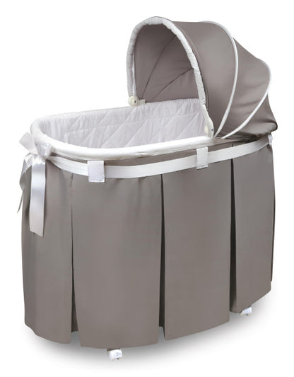 Wishes Oval Bassinet - Full Length Skirt - Gray Bedding