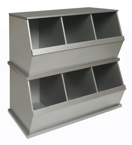 Three Bin Stackable Storage Cubby - Silver