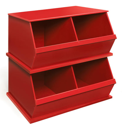 Two Bin Stackable Storage Cubby - Red