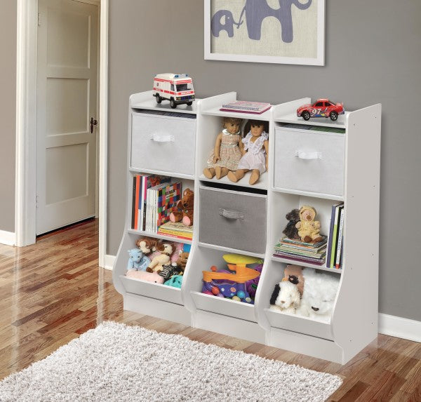 Upright Storage Nook with Reversible Basket - White