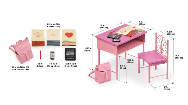 Back-to-School Doll Desk and Chair with Accessories