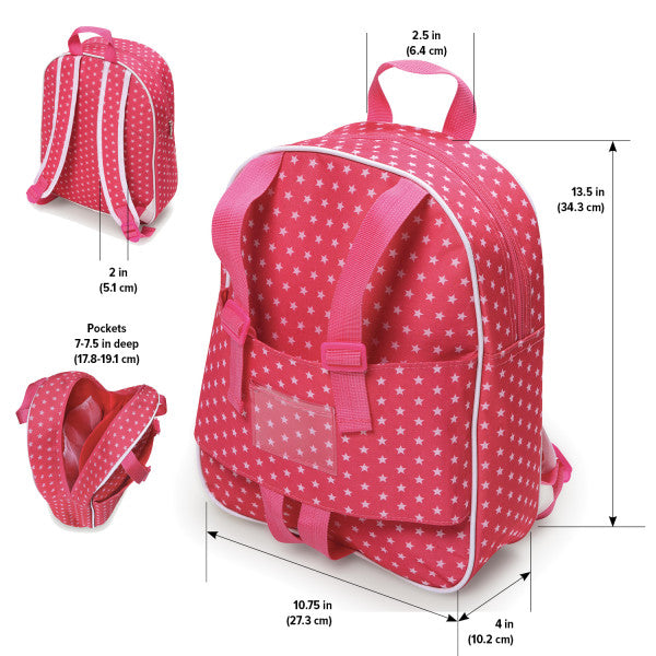 Doll Travel Backpack - Pink/Star