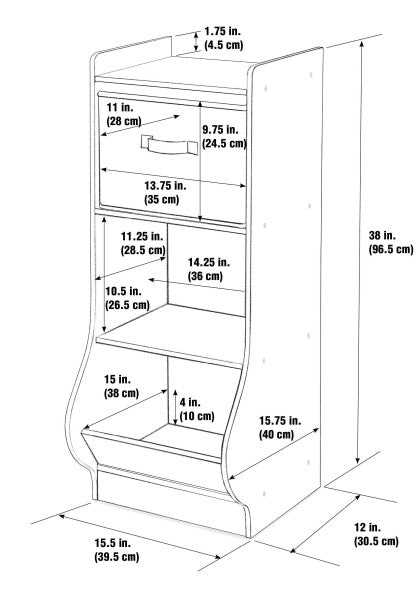 Upright Storage Nook with Reversible Basket - White