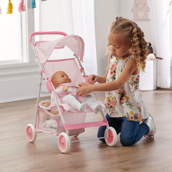 Folding Doll Umbrella Stroller - Pink/Gingham