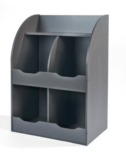 Four Bin Storage Cubby with Bookshelf - Charcoal