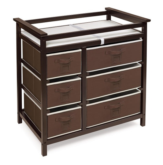 Modern Baby Changing Table with Six Baskets - Espresso