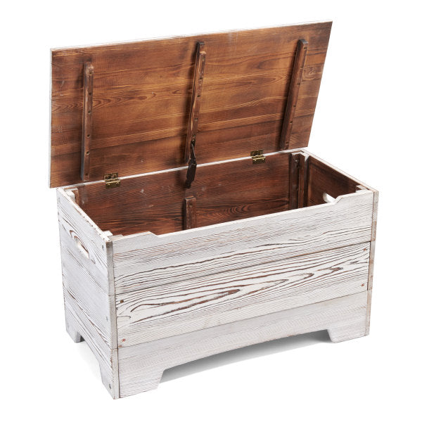 Solid Wood Rustic Toy Box - Distressed White