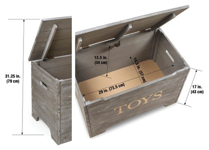 Solid Wood Rustic Toy Box - Vintage Gray