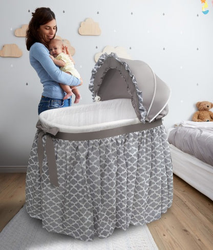 Wishes Oval Bassinet - Full Length Skirt - Gray/Lantern