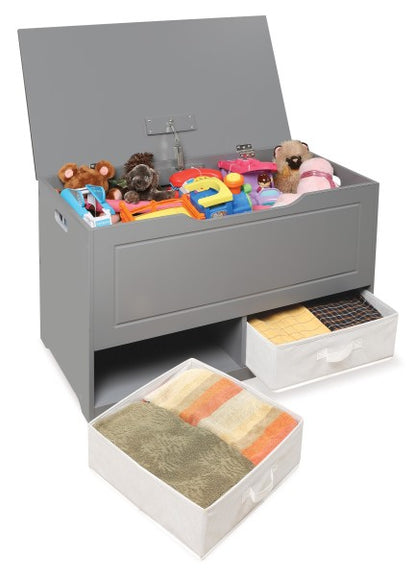 Up and Down Toy and Storage Box and Bench with Two Baskets - Gray