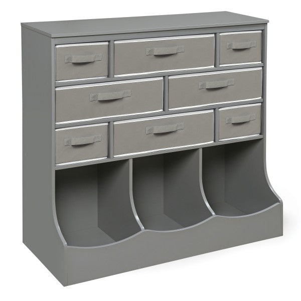 Storage Station with Eight Baskets and Three Bins - Gray