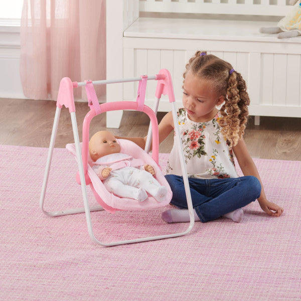 Doll Swing with Portable Carrier Seat - Pink/Gingham