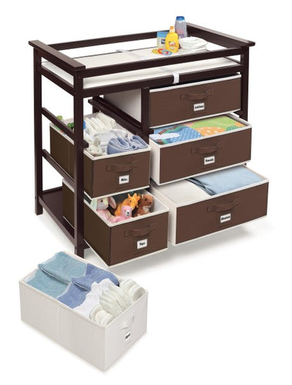 Modern Baby Changing Table with Six Baskets - Espresso