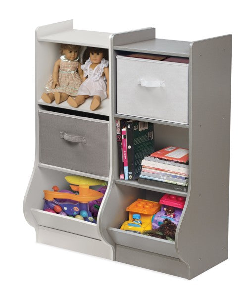 Upright Storage Nook with Reversible Basket - Woodgrain Gray