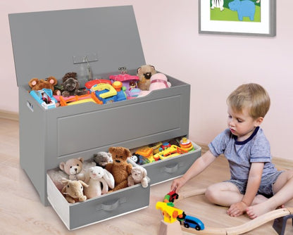 Up and Down Toy and Storage Box and Bench with Two Baskets - Gray