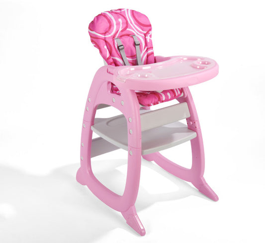 Envee II Baby High Chair with Playtable Conversion - Pink/White