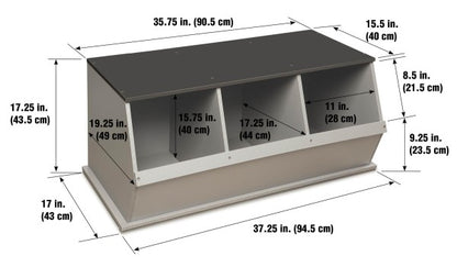 Three Bin Stackable Storage Cubby - Woodgrain/Gray