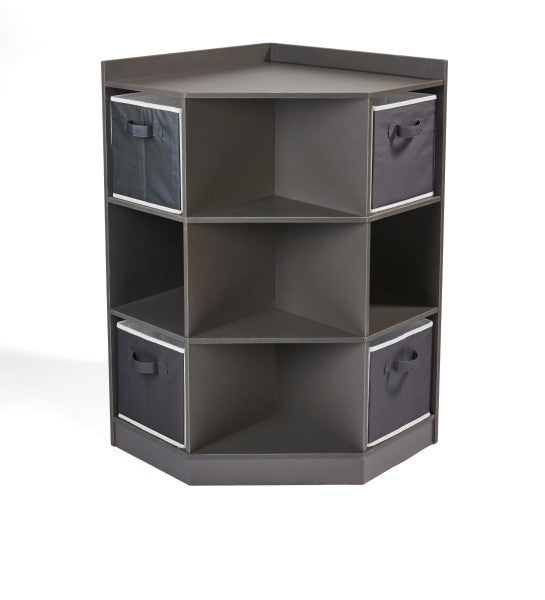 Corner Cubby Storage Unit with Four Reversible Baskets - Charcoal