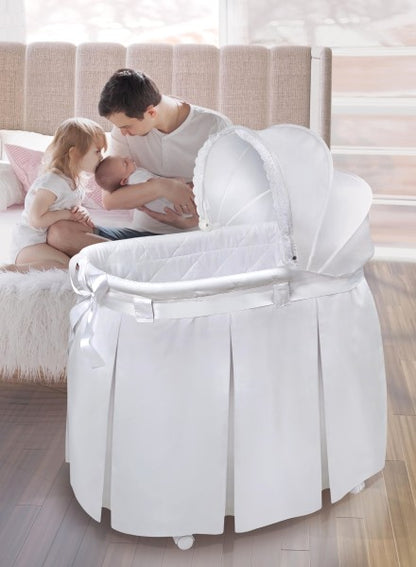 Wishes Oval Bassinet - Full Length Skirt - White Bedding