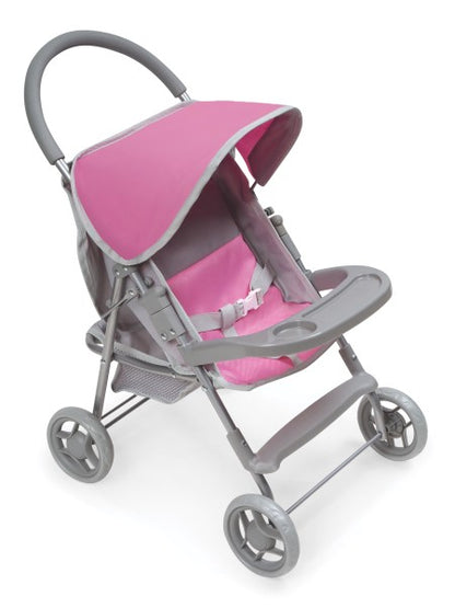 Glide Folding Single Doll Stroller - Gray/Pink