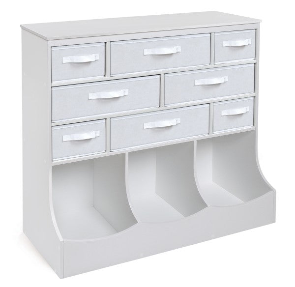 Storage Station with Eight Baskets and Three Bins - White