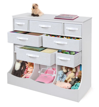 Storage Station with Eight Baskets and Three Bins - White