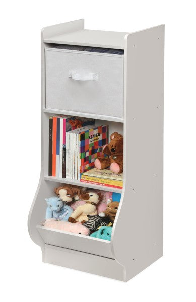 Upright Storage Nook with Reversible Basket - White