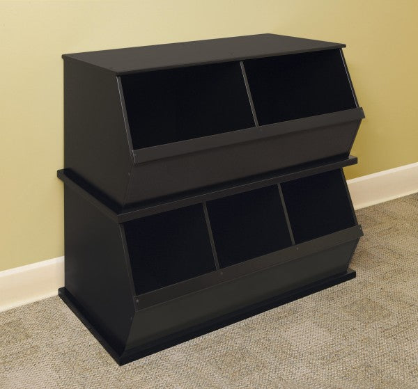 Two Bin Stackable Storage Cubby - Espresso