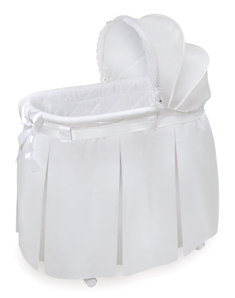 Wishes Oval Bassinet - Full Length Skirt - White Bedding