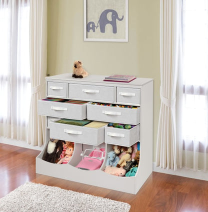 Storage Station with Eight Baskets and Three Bins - White