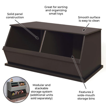 Two Bin Stackable Storage Cubby - Espresso