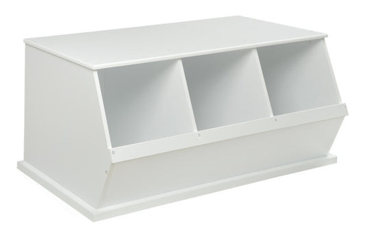 Three Bin Stackable Storage Cubby - White