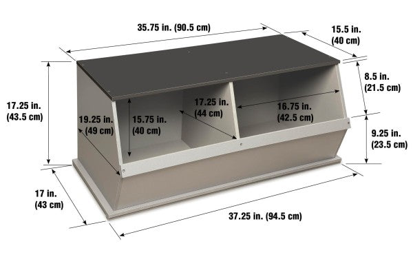 Two Bin Stackable Storage Cubby - Woodgrain/Gray