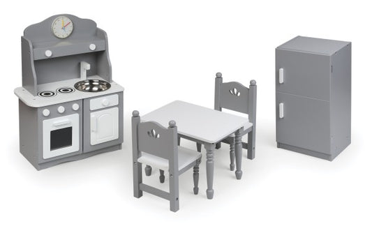 Kitchen Furniture Set for 18 inch Dolls - Gray/White