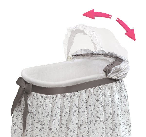 Wishes Oval Bassinet - Full Length Skirt - Gray/Leaf