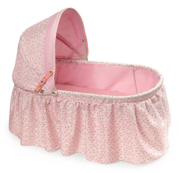 Folding Doll Cradle with Hood - Pink/Rosebud