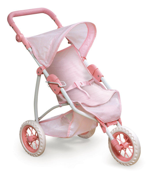 Folding Three Wheel Doll Jogging Stroller - Pink/Gingham