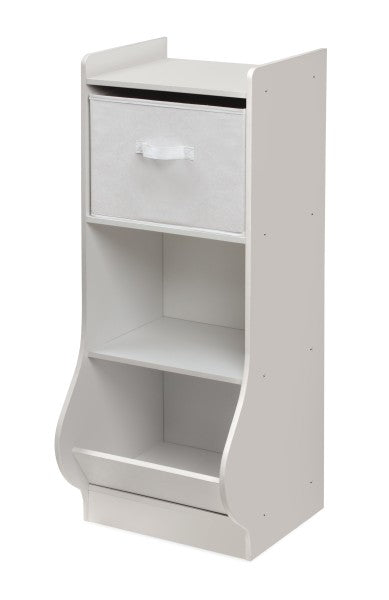 Upright Storage Nook with Reversible Basket - White