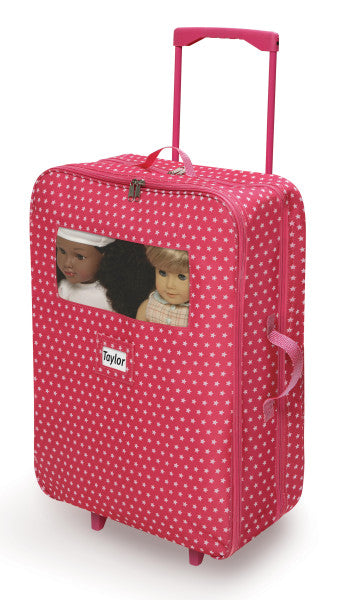 Double Trolley Doll Carrier with Two Sleeping Bags and Pillows - Pink/Star