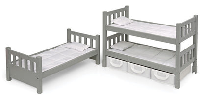 1-2-3 Convertible Doll Bunk Bed with Baskets and Free Personalization Kit - Executive Gray