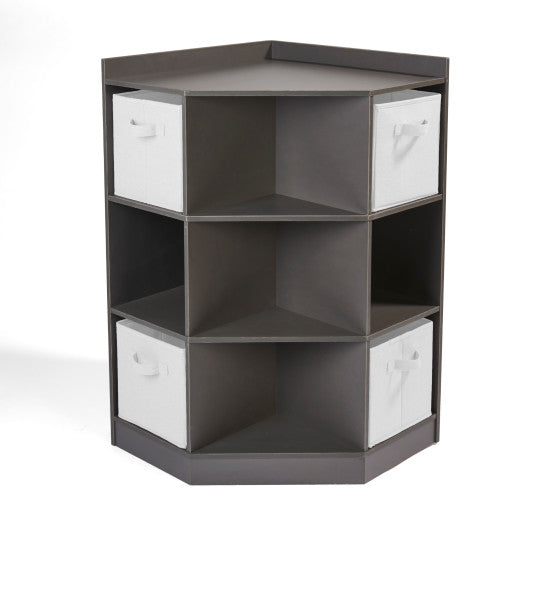 Corner Cubby Storage Unit with Four Reversible Baskets - Charcoal