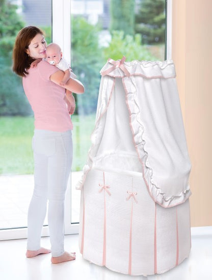 Majesty Baby Bassinet with Canopy - White/Pink Bedding