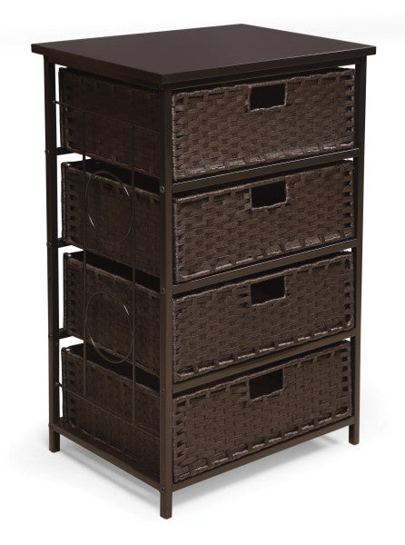 August Collection Tall Four Basket Storage Unit - Espresso