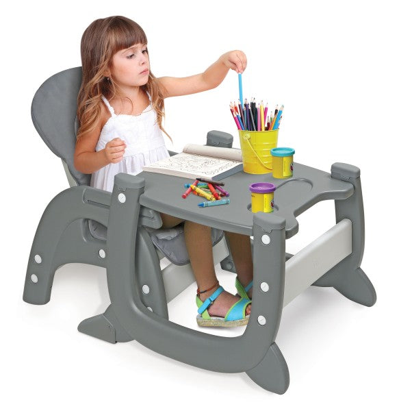 Envee II Baby High Chair with Playtable Conversion - Gray/Chevron