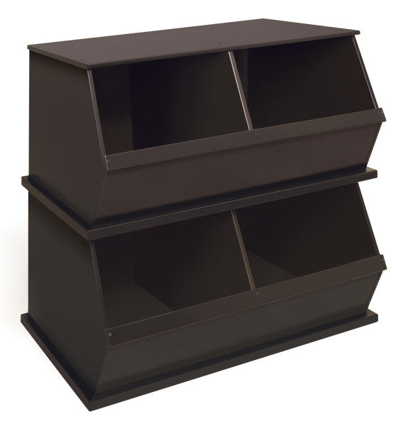 Two Bin Stackable Storage Cubby - Espresso