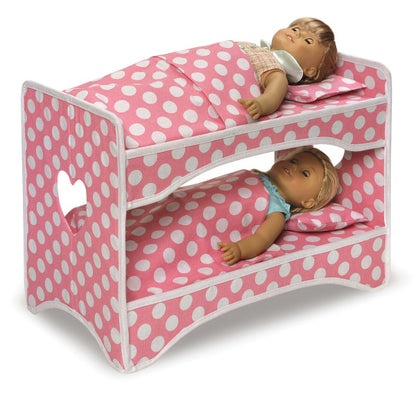 Double Doll Travel Case with Bunk Bed and Bedding - Pink