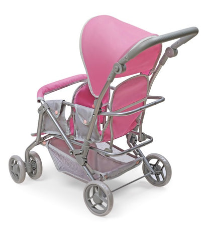 Cruise Folding Inline Double Doll Stroller - Gray/Pink