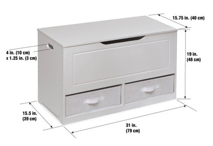 Up and Down Toy and Storage Box and Bench with Two Baskets - White