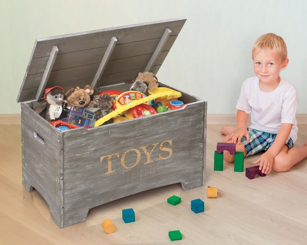 Solid Wood Rustic Toy Box - Vintage Gray