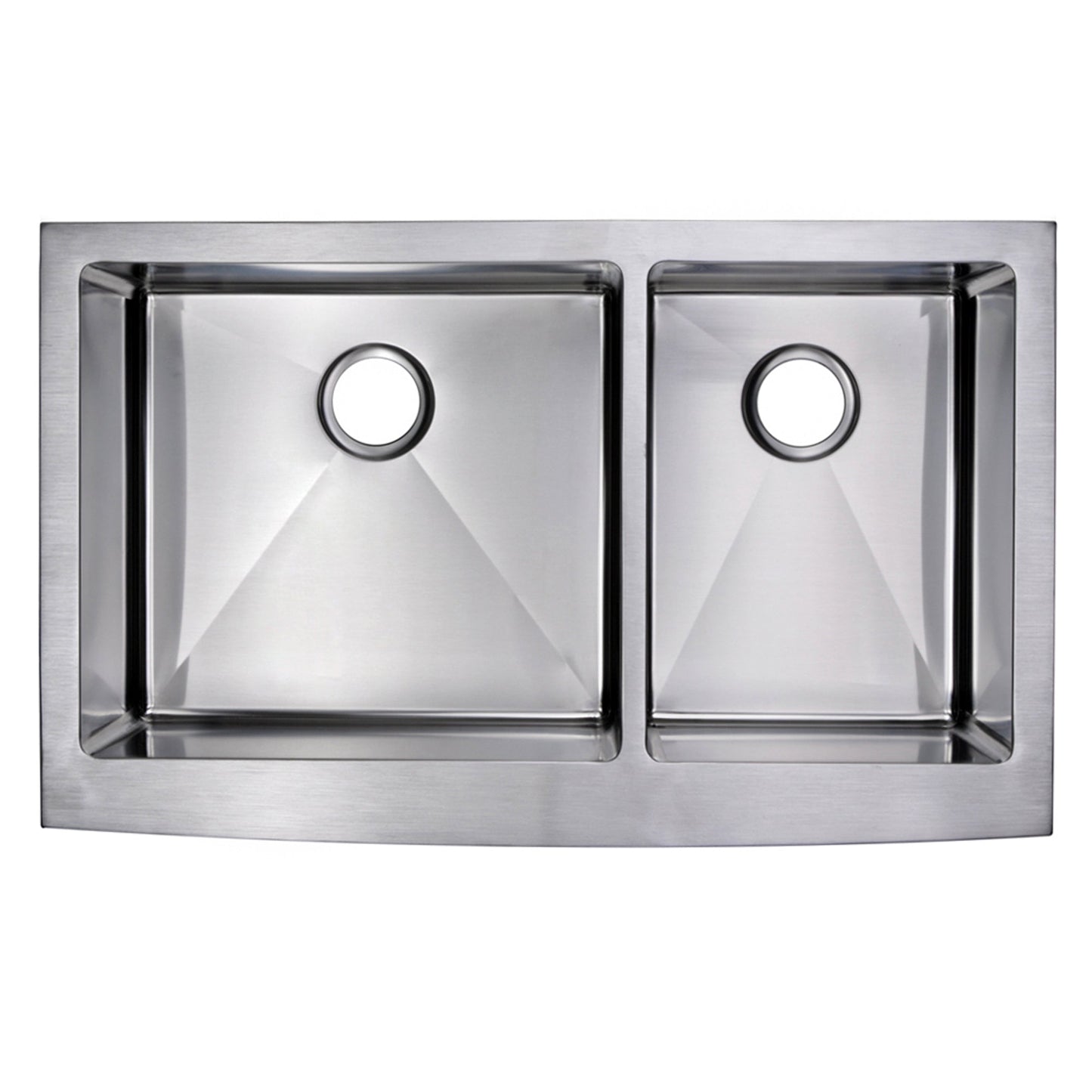 36 Inch X 22 Inch 15mm Corner Radius 60/40 Double Bowl Stainless Steel Hand Made Apron Front Kitchen Sink With Drains, Strainers, And Bottom Grids
